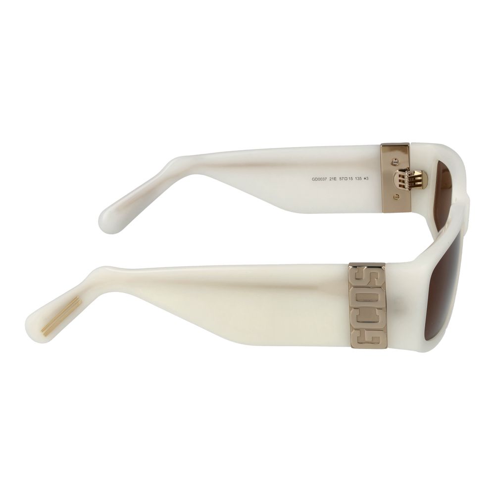 GCDS Unisex Sunglasses – White Frame with Brown Lenses, 57mm