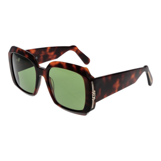 GCDS Unisex Brown Sunglasses – Square Frame with Green Lenses, 57mm