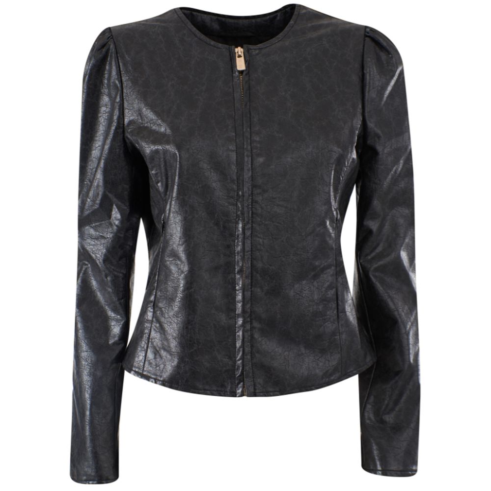 Yes Zee Black Polyethylene Jacket with Pleats