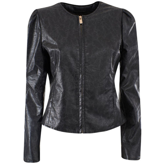 Yes Zee Black Polyethylene Jacket with Pleats