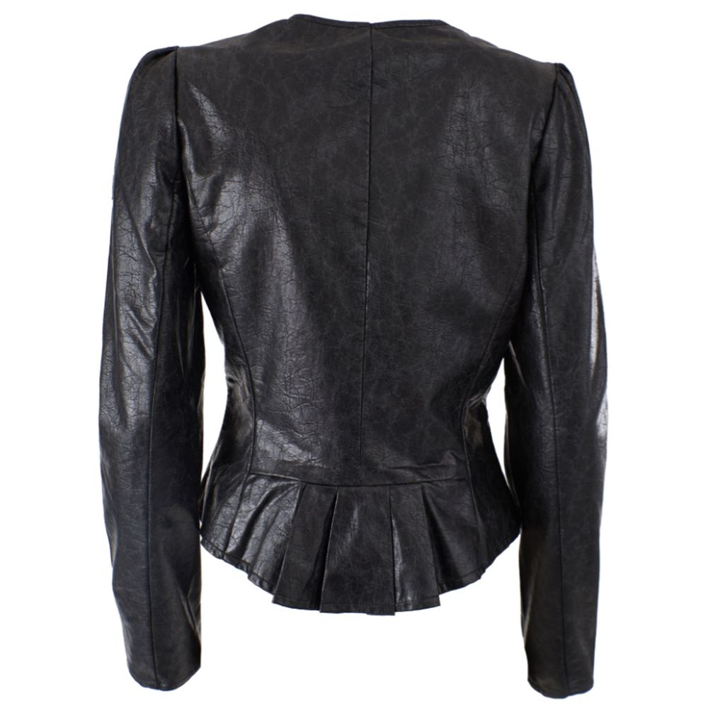 Yes Zee Black Polyethylene Jacket with Pleats