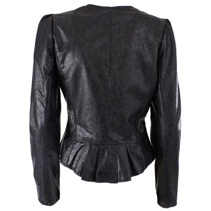 Yes Zee Black Polyethylene Jacket with Pleats