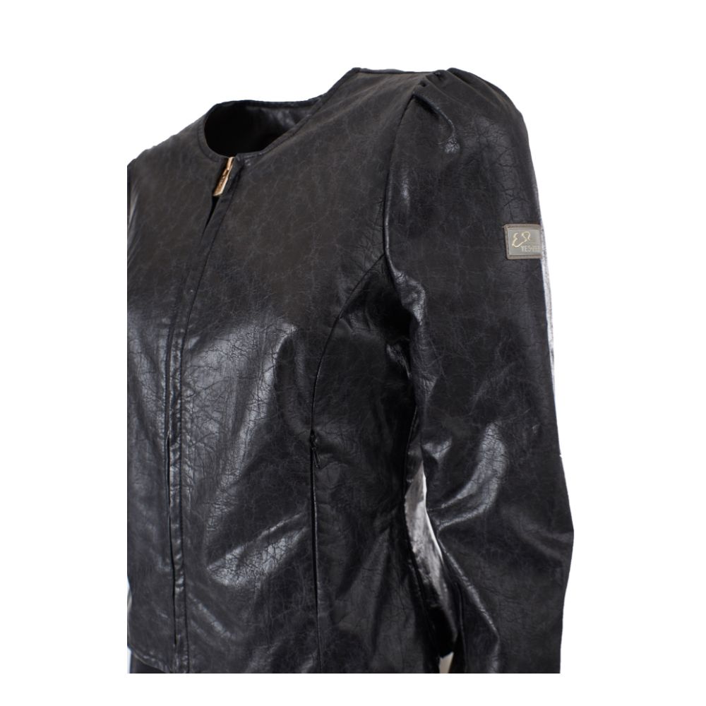 Yes Zee Black Polyethylene Jacket with Pleats