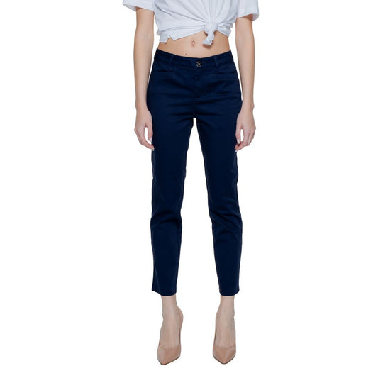 Street One Blue Cotton Cigarette Pants for Women