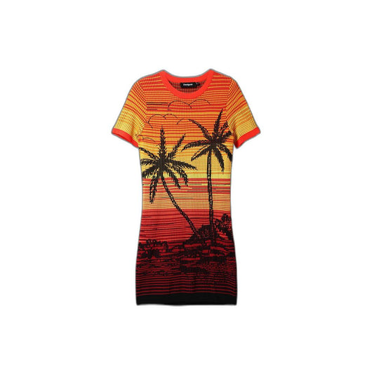 Desigual Red Viscose Midi Dress