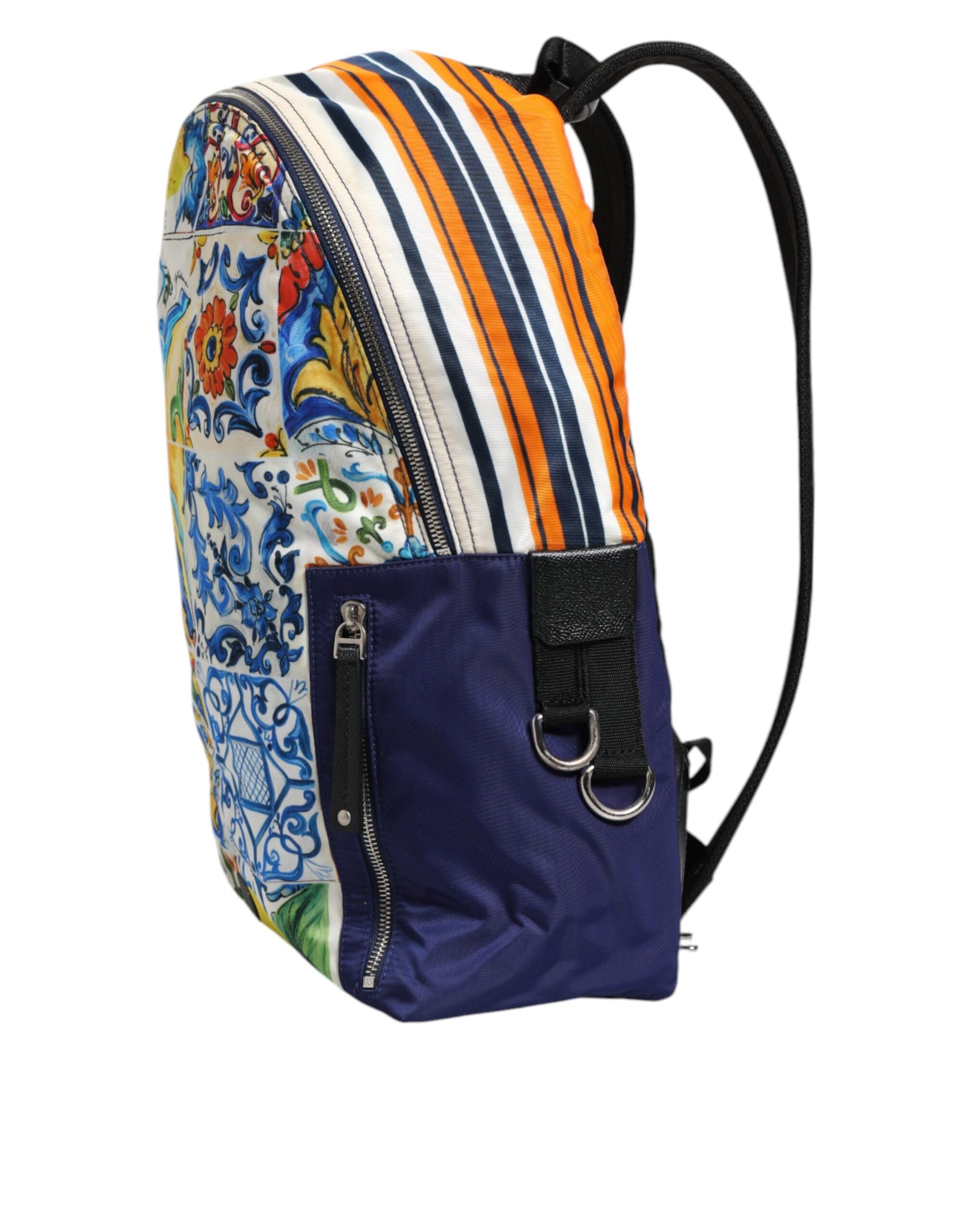 Dolce & Gabbana Multicolour Majolica Print Nylon School Backpack Bag