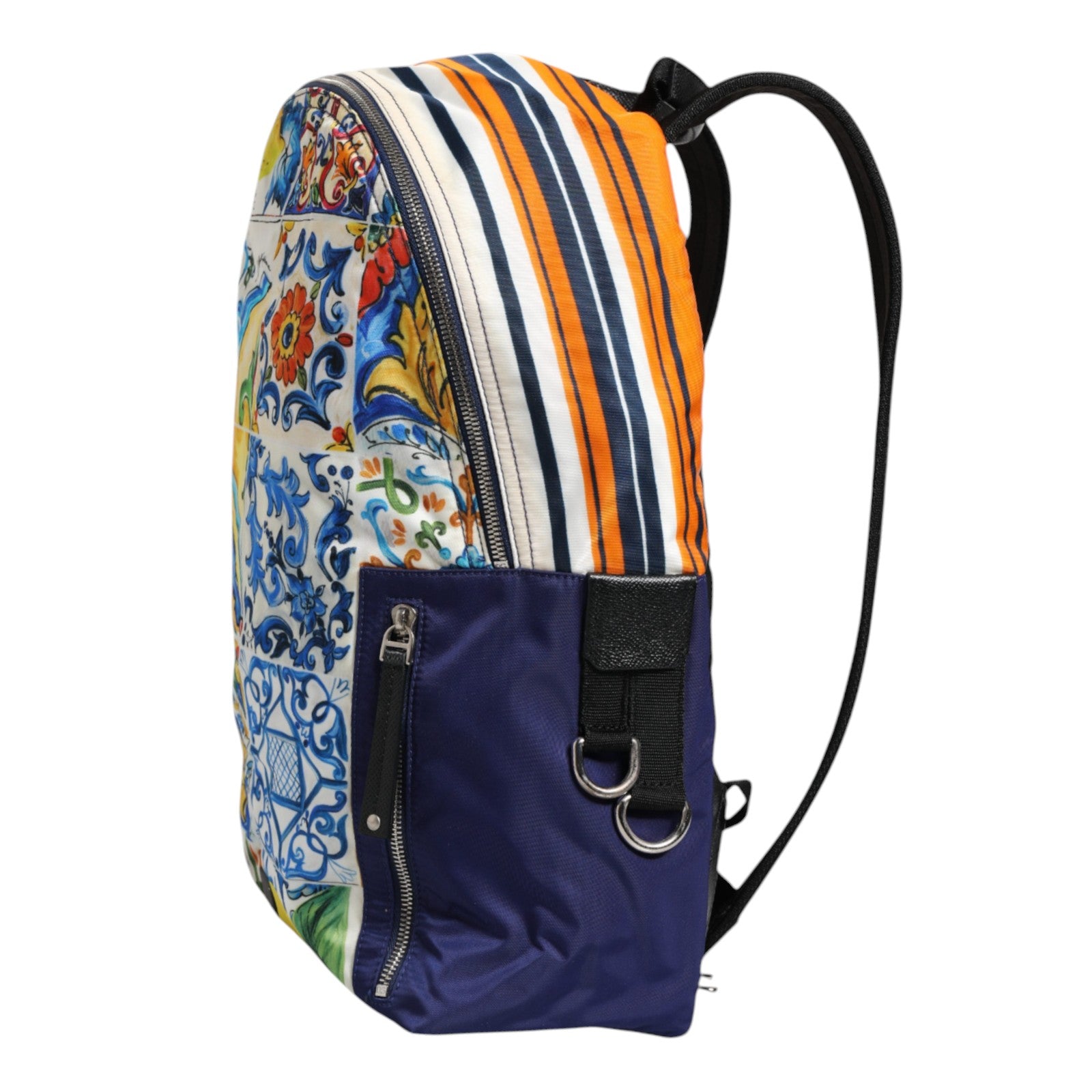 Dolce & Gabbana Multicolour Majolica Print Nylon School Backpack Bag