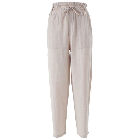 Yes Zee Beige Linen Blend Trousers