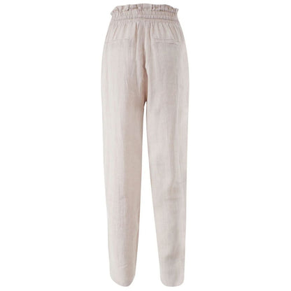 Yes Zee Beige Linen Blend Trousers
