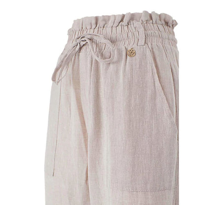 Yes Zee Beige Linen Blend Trousers