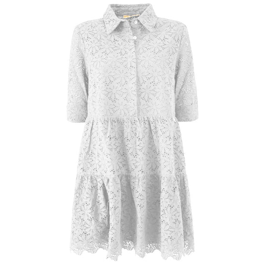 Yes Zee Floral Embroidered Cotton Lace Chemisier Dress