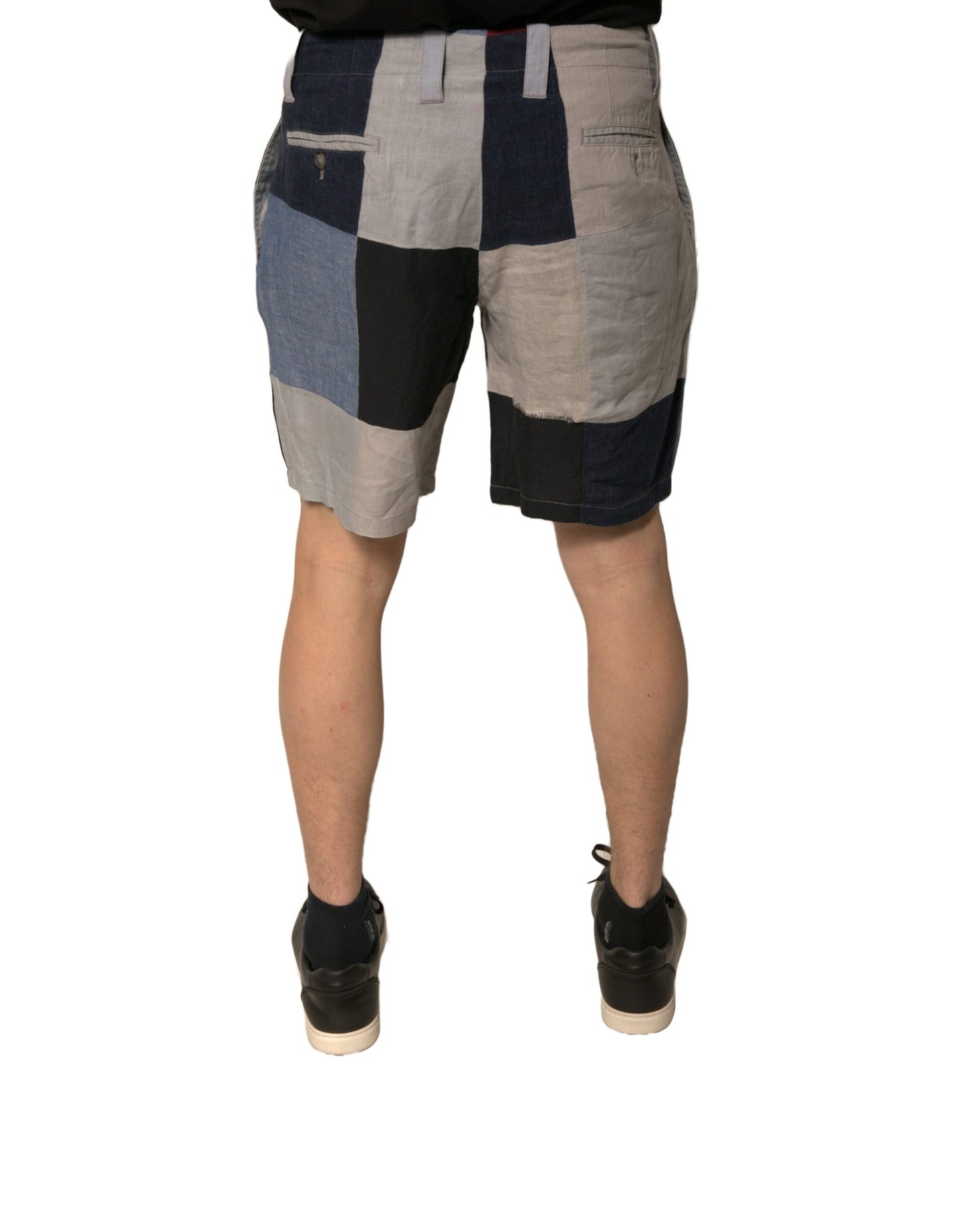 Dolce & Gabbana Multicolour Patchwork Linen Men's Chino Shorts
