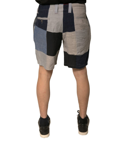 Dolce & Gabbana Multicolour Patchwork Linen Men's Chino Shorts