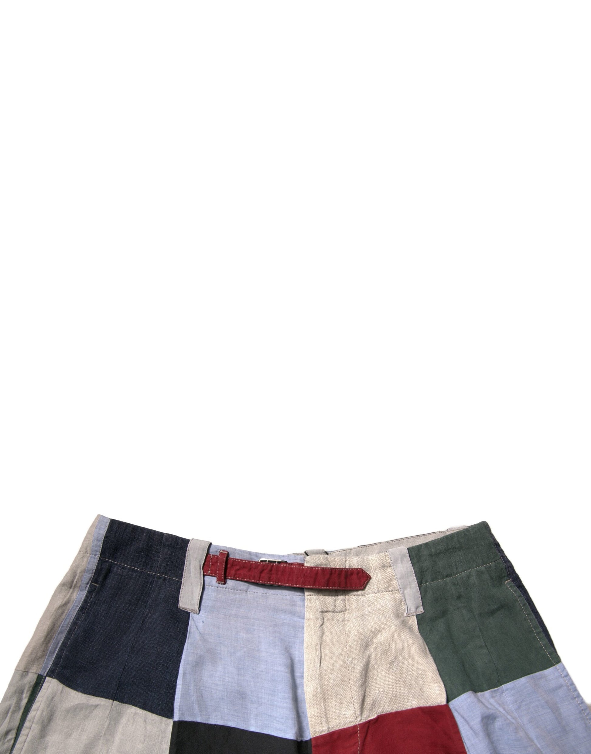 Dolce & Gabbana Multicolour Patchwork Linen Men's Chino Shorts