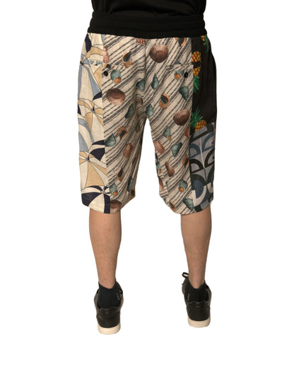 Dolce & Gabbana Multicolour Patchwork Linen Bermuda Shorts