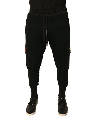 Dolce & Gabbana Black Cotton Jogger Cargo Sweatpants
