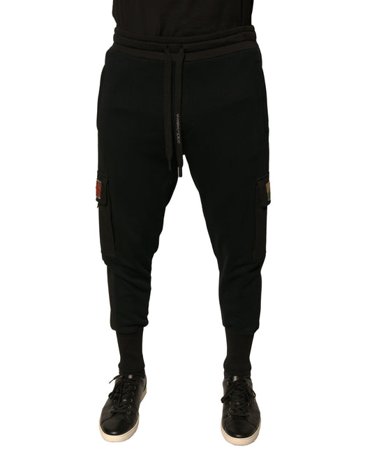 Dolce & Gabbana Black Cotton Jogger Cargo Sweatpants