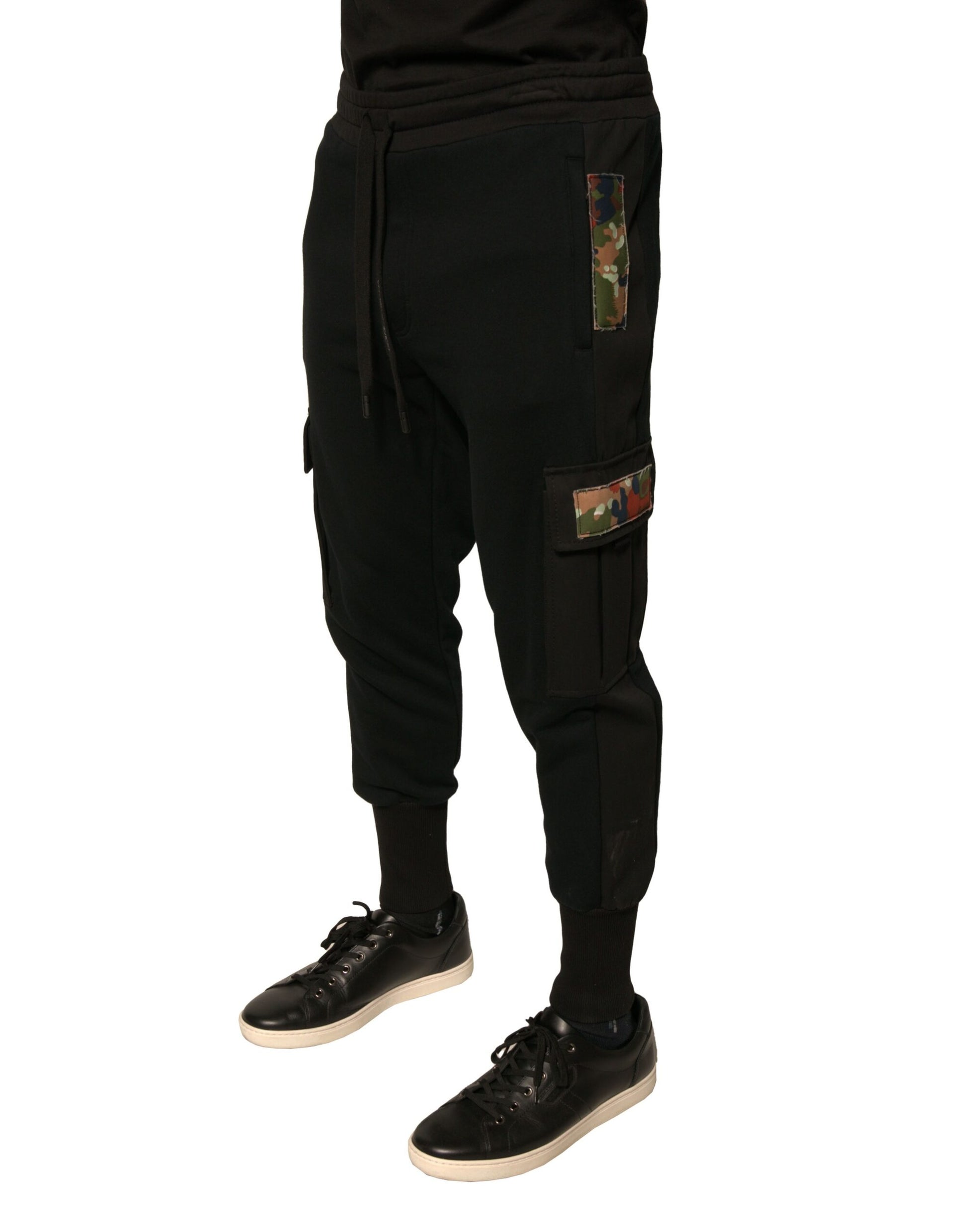 Dolce & Gabbana Black Cotton Jogger Cargo Sweatpants
