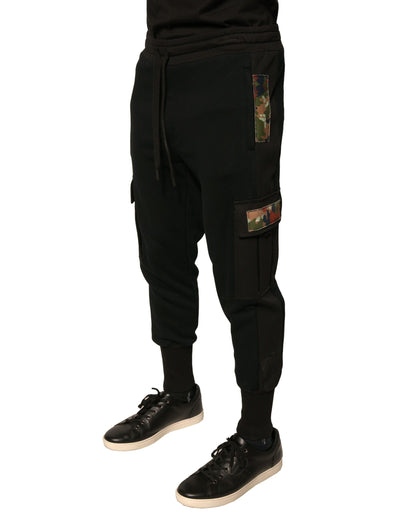 Dolce & Gabbana Black Cotton Jogger Cargo Sweatpants