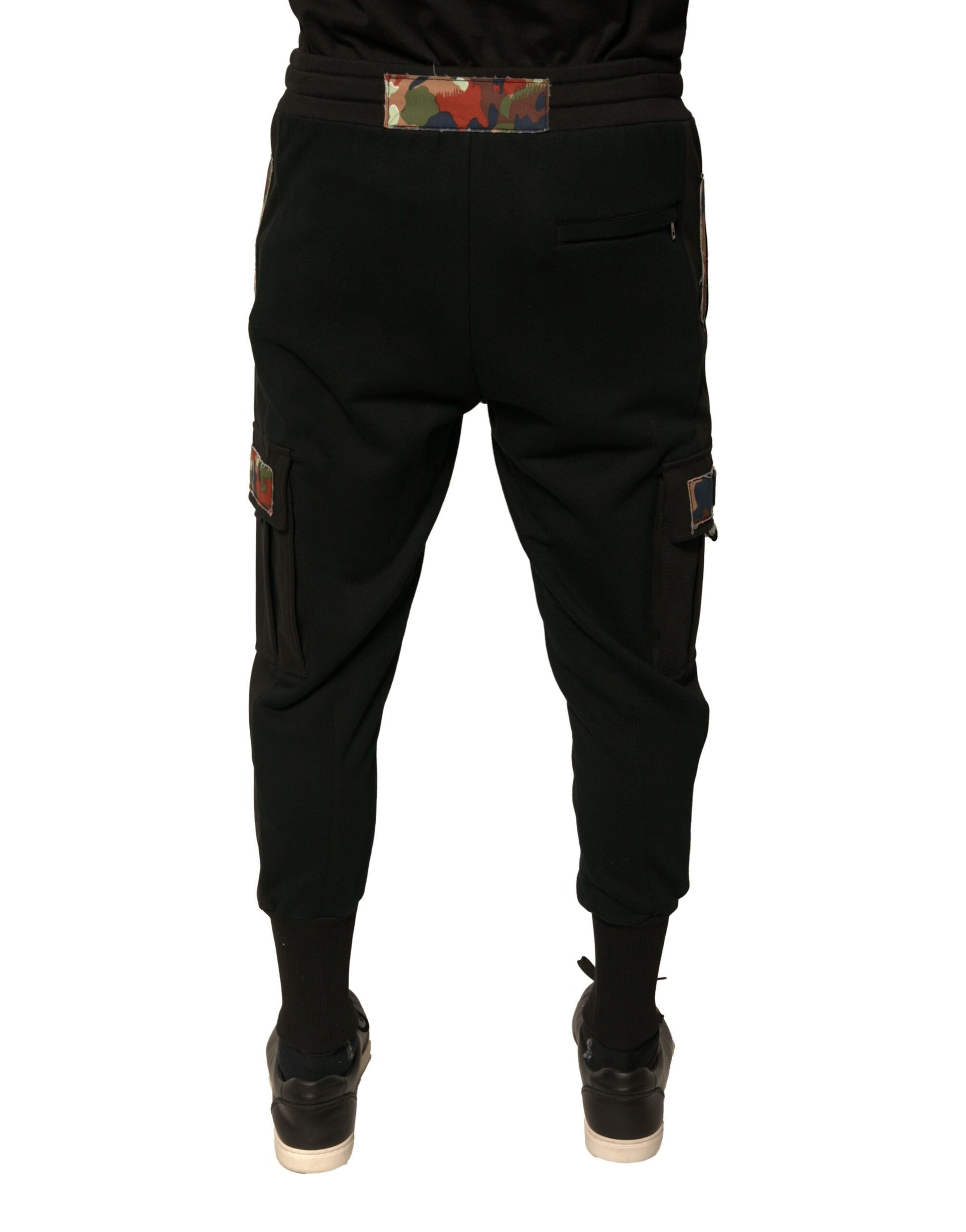 Dolce & Gabbana Black Cotton Jogger Cargo Sweatpants