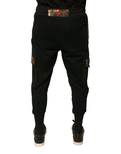 Dolce & Gabbana Black Cotton Jogger Cargo Sweatpants