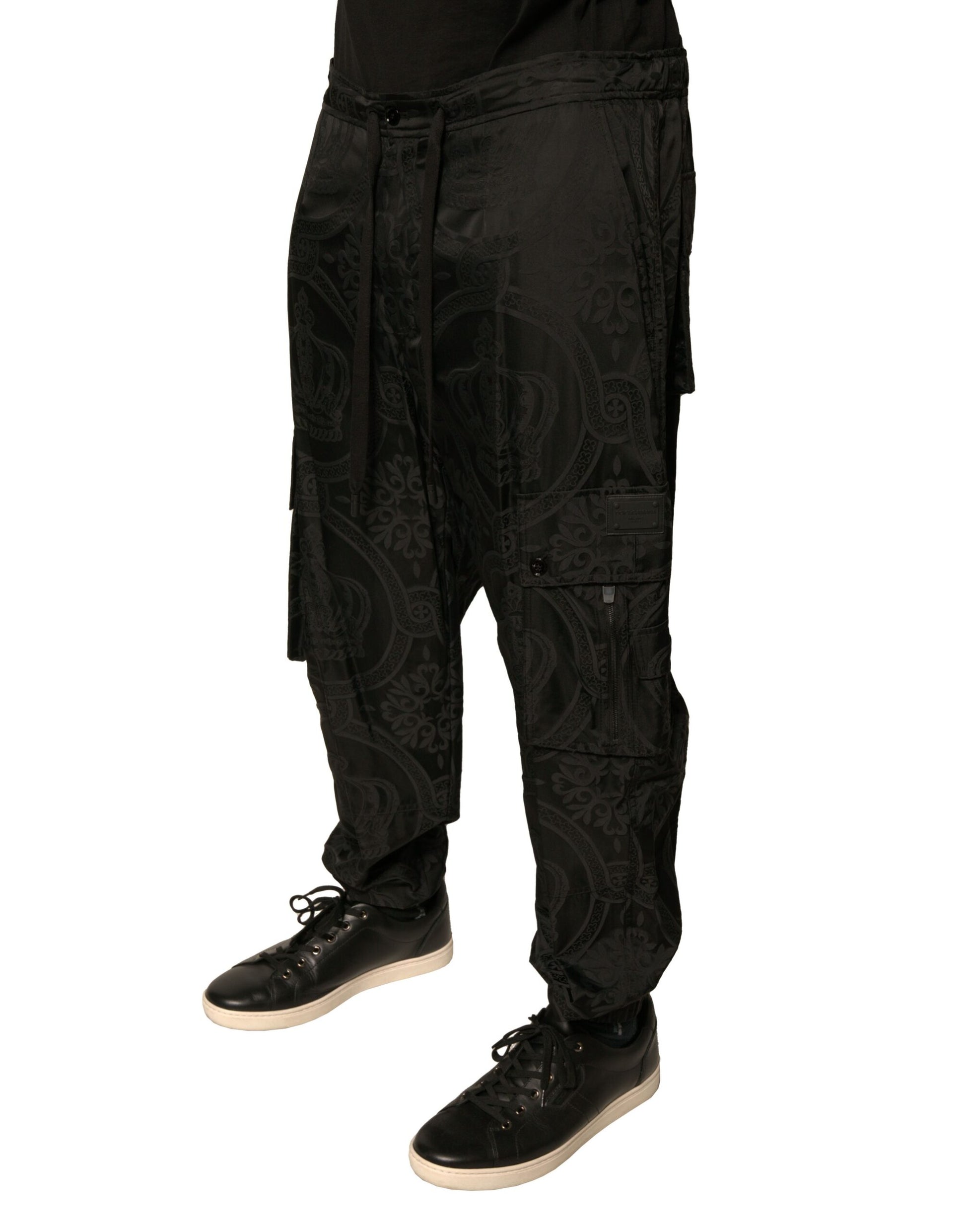 Dolce & Gabbana Black Crown Nylon Jogger Sweatpants