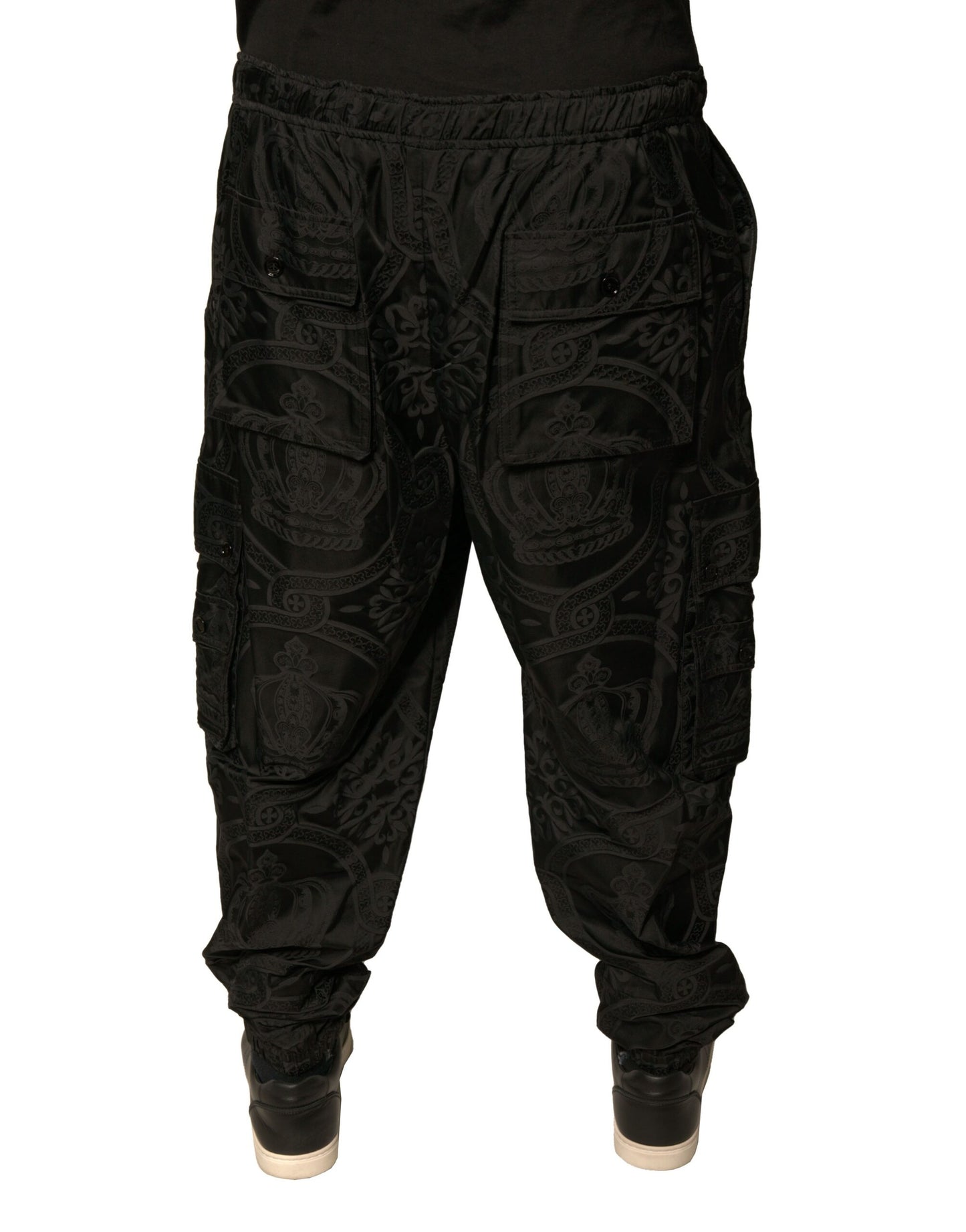 Dolce & Gabbana Black Crown Nylon Jogger Sweatpants