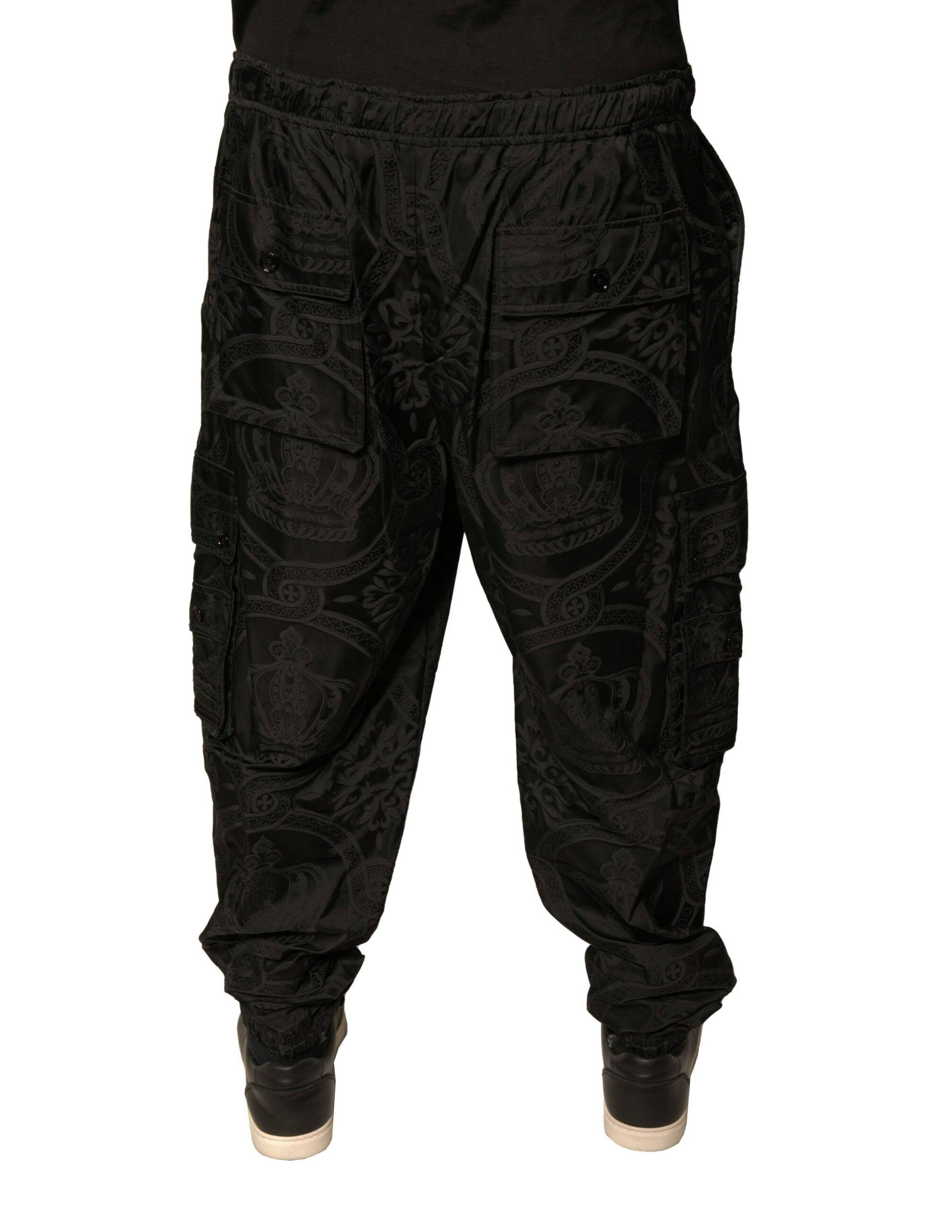 Dolce & Gabbana Black Crown Nylon Jogger Sweatpants