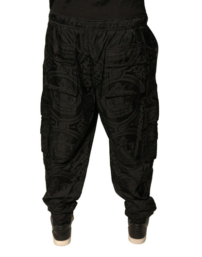 Dolce & Gabbana Black Crown Nylon Jogger Sweatpants
