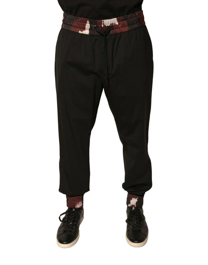 Dolce & Gabbana Black Camouflage Wool Jogger Sweatpants