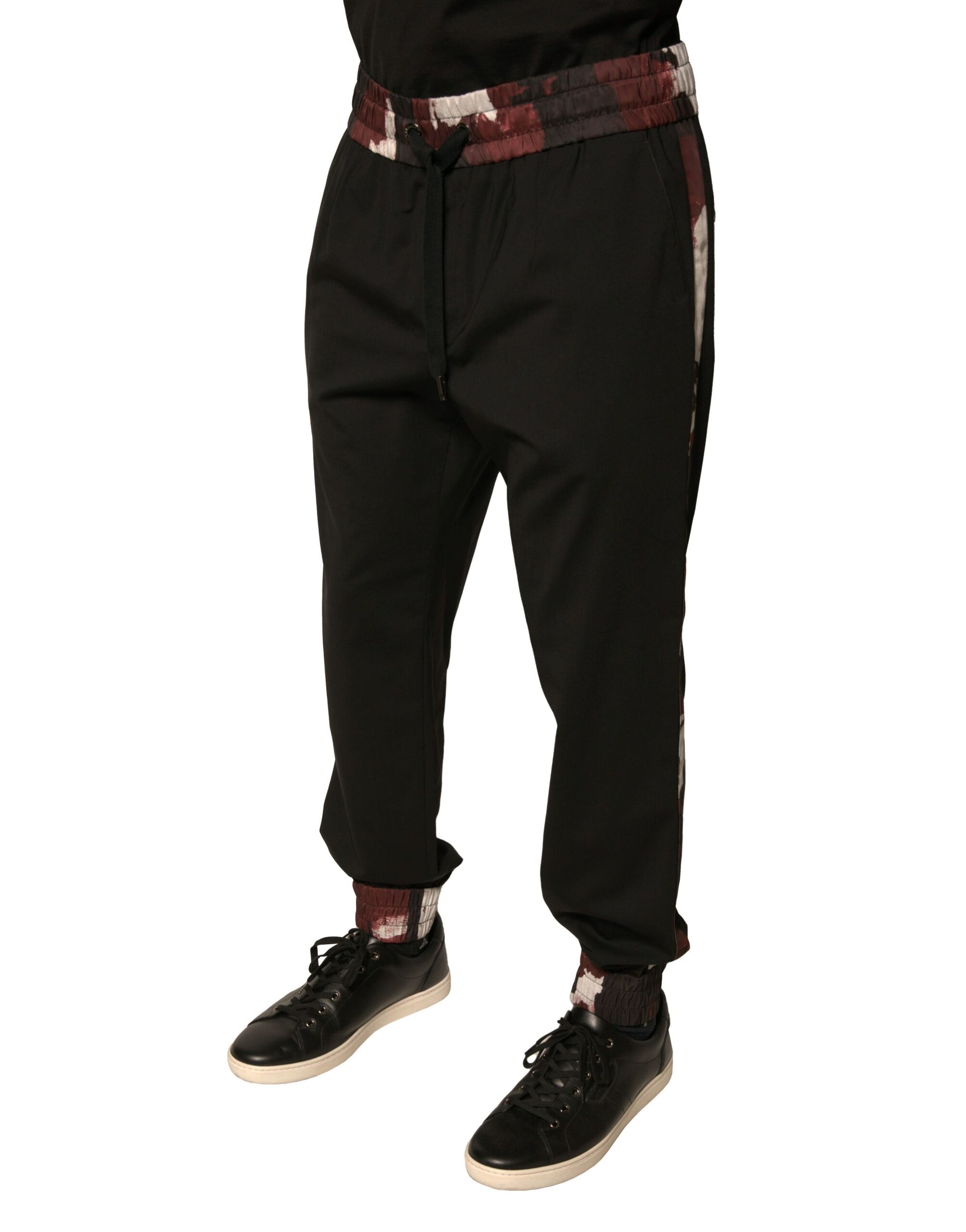 Dolce & Gabbana Black Camouflage Wool Jogger Sweatpants
