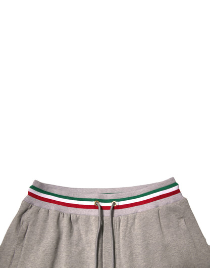 Dolce & Gabbana Gray Logo Patch Jogger Cotton Sweatpants