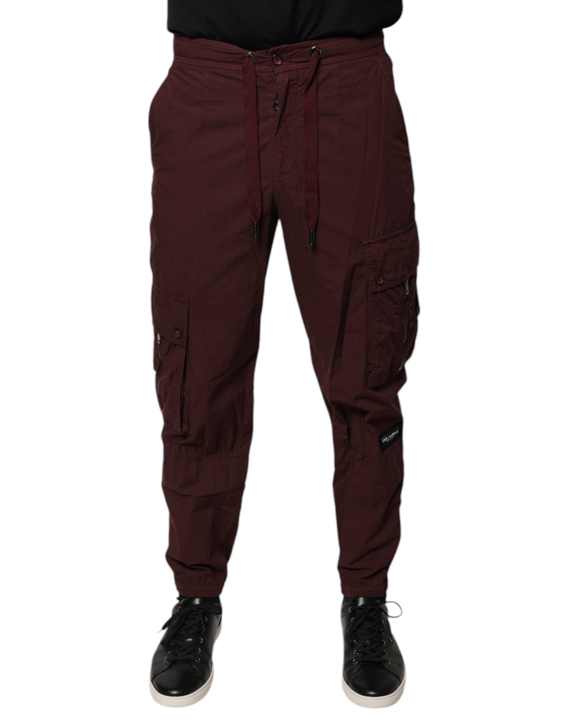 Dolce & Gabbana Bordeaux Cotton Cargo Jogger Sweatpants