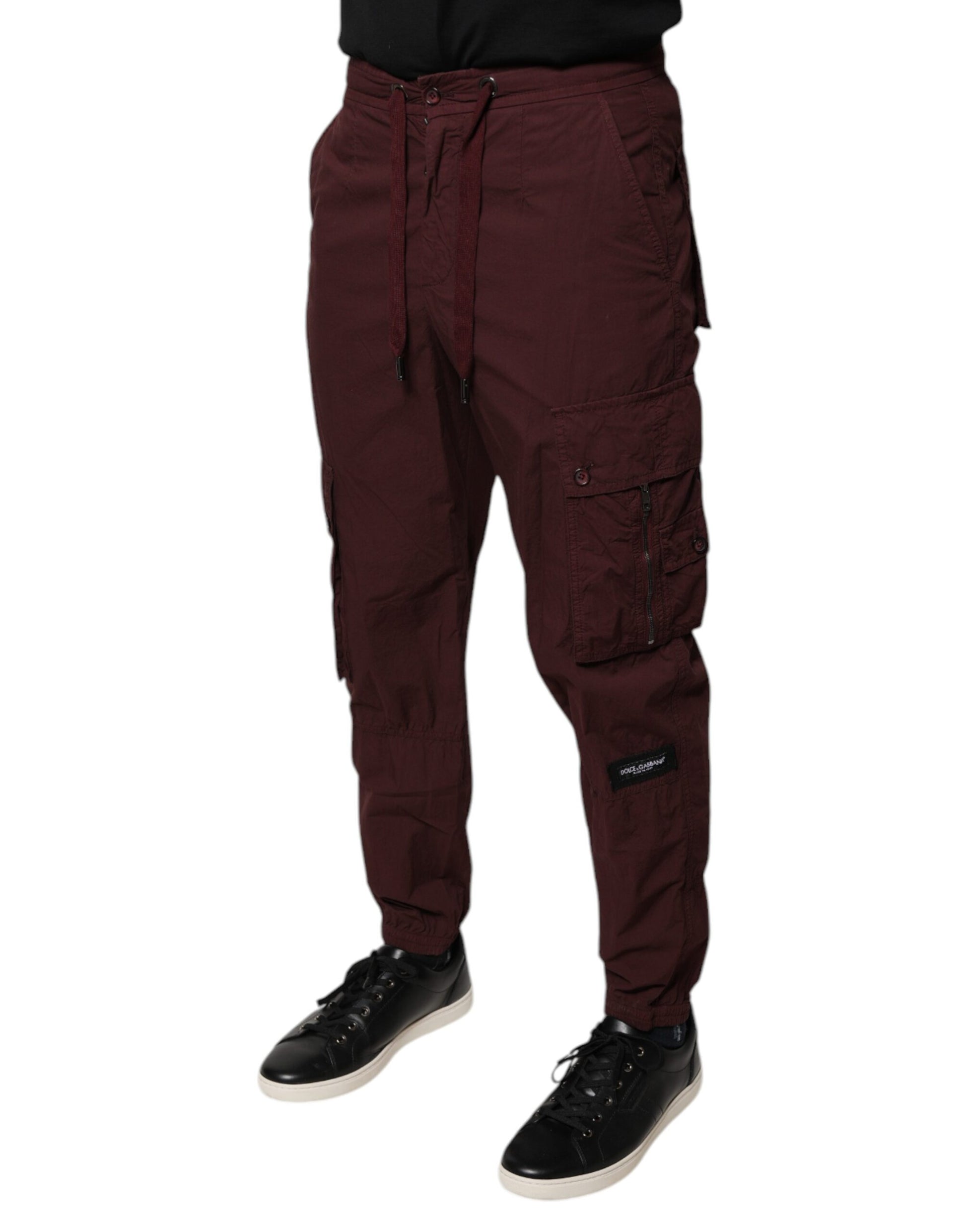 Dolce & Gabbana Bordeaux Cotton Cargo Jogger Sweatpants