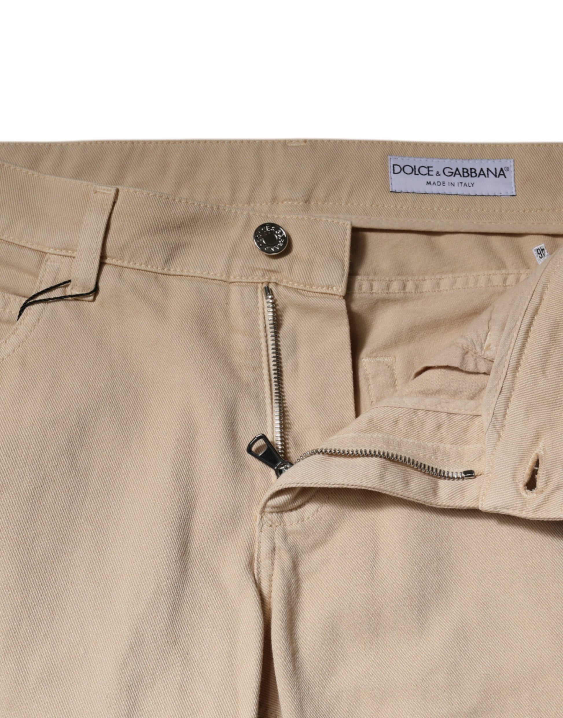 Dolce & Gabbana Beige Cotton Stretch Regular Fit Denim Jeans