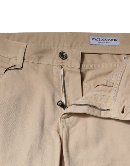 Dolce & Gabbana Beige Cotton Stretch Regular Fit Denim Jeans