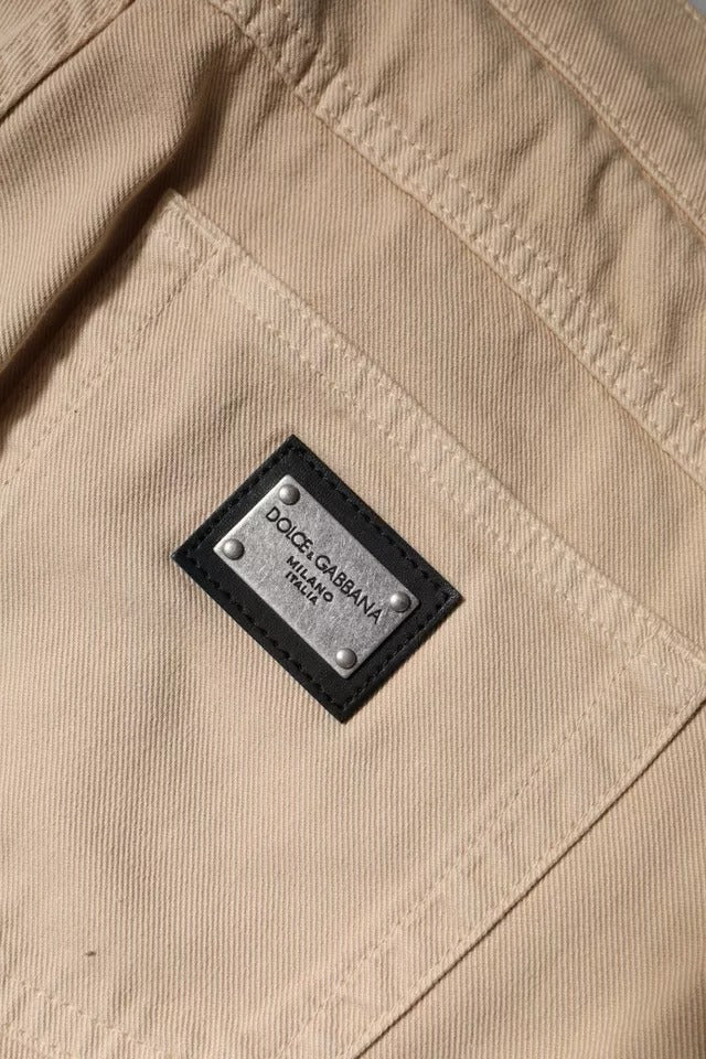 Dolce & Gabbana Beige Cotton Stretch Regular Fit Denim Jeans
