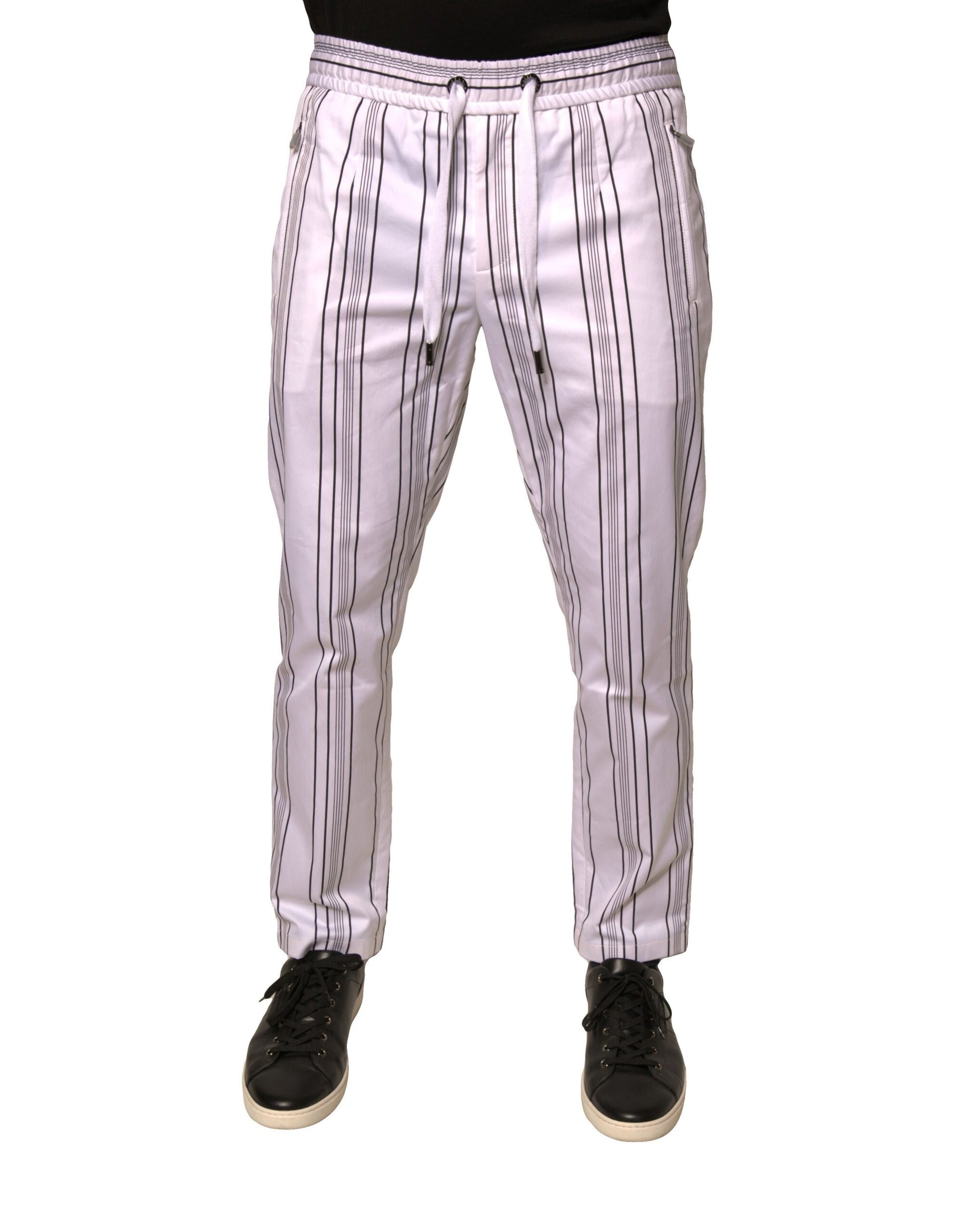 Dolce & Gabbana White Stripe Cotton Dress Pants