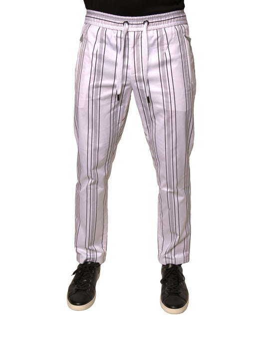 Dolce & Gabbana White Stripe Cotton Dress Pants