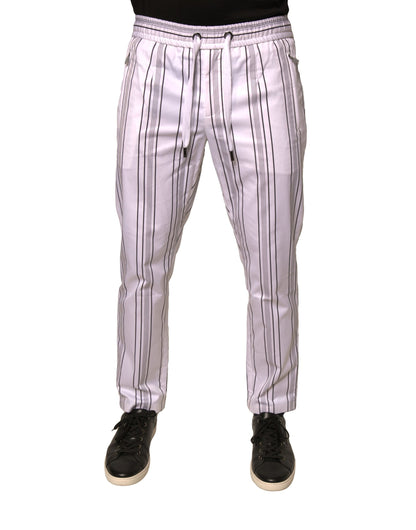 Dolce & Gabbana White Stripe Cotton Dress Pants