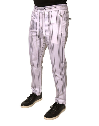 Dolce & Gabbana White Stripe Cotton Dress Pants