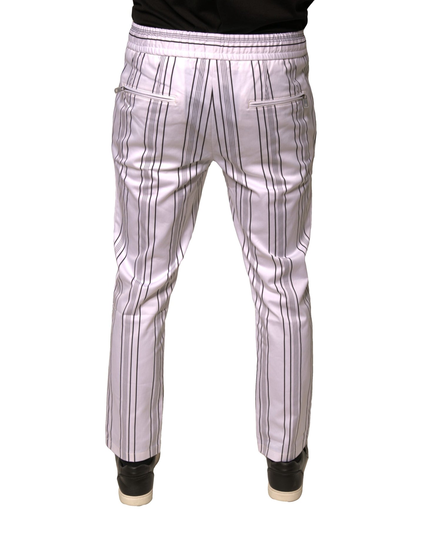 Dolce & Gabbana White Stripe Cotton Dress Pants