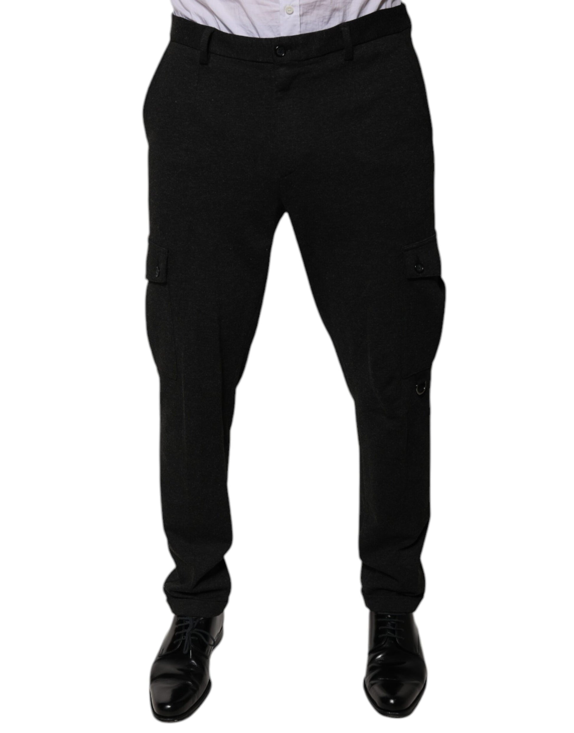 Dolce & Gabbana Black Viscose Cargo Men's Casual Pants