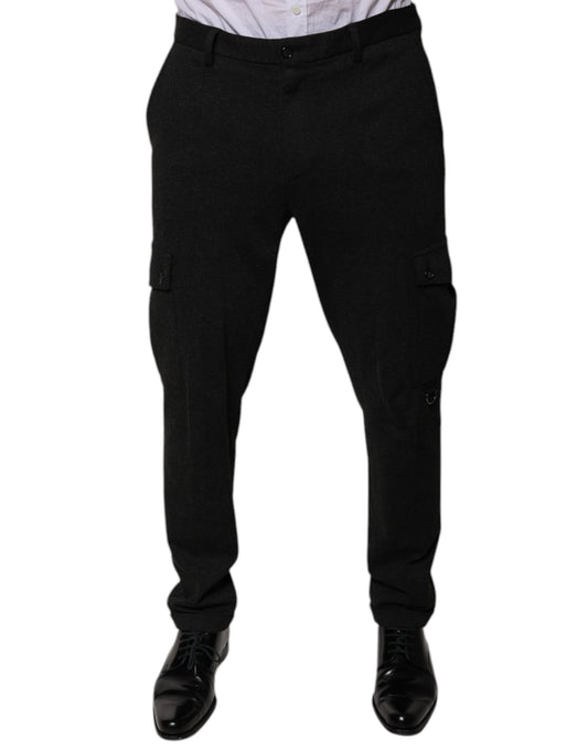 Dolce & Gabbana Black Viscose Cargo Men's Casual Pants