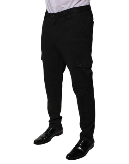 Dolce & Gabbana Black Viscose Cargo Men's Casual Pants