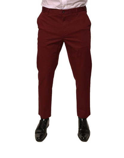 Dolce & Gabbana Maroon Cotton Men's Skinny Dress Pants