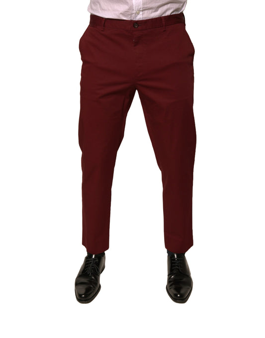Dolce & Gabbana Maroon Cotton Men's Skinny Dress Pants