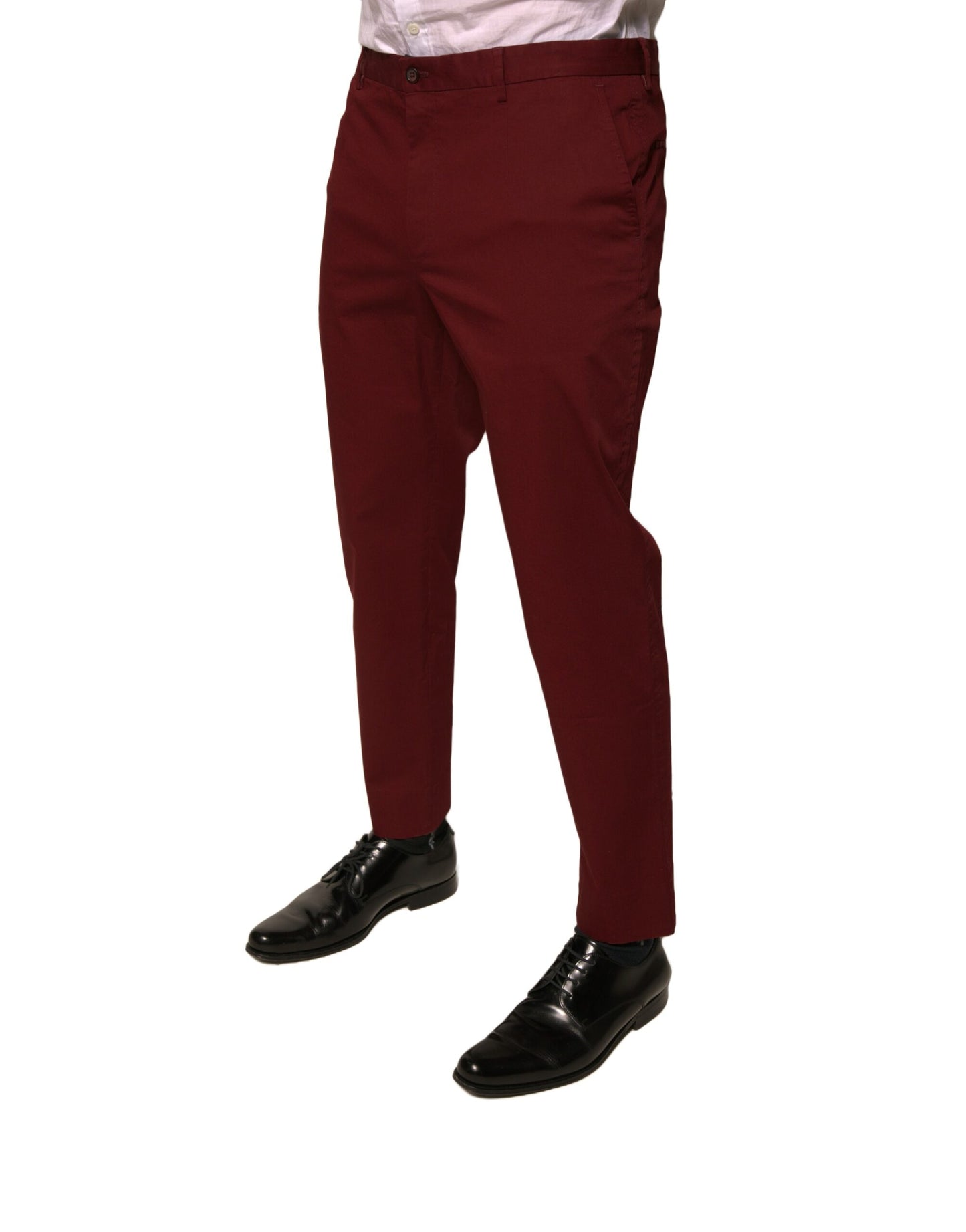 Dolce & Gabbana Maroon Cotton Men's Skinny Dress Pants