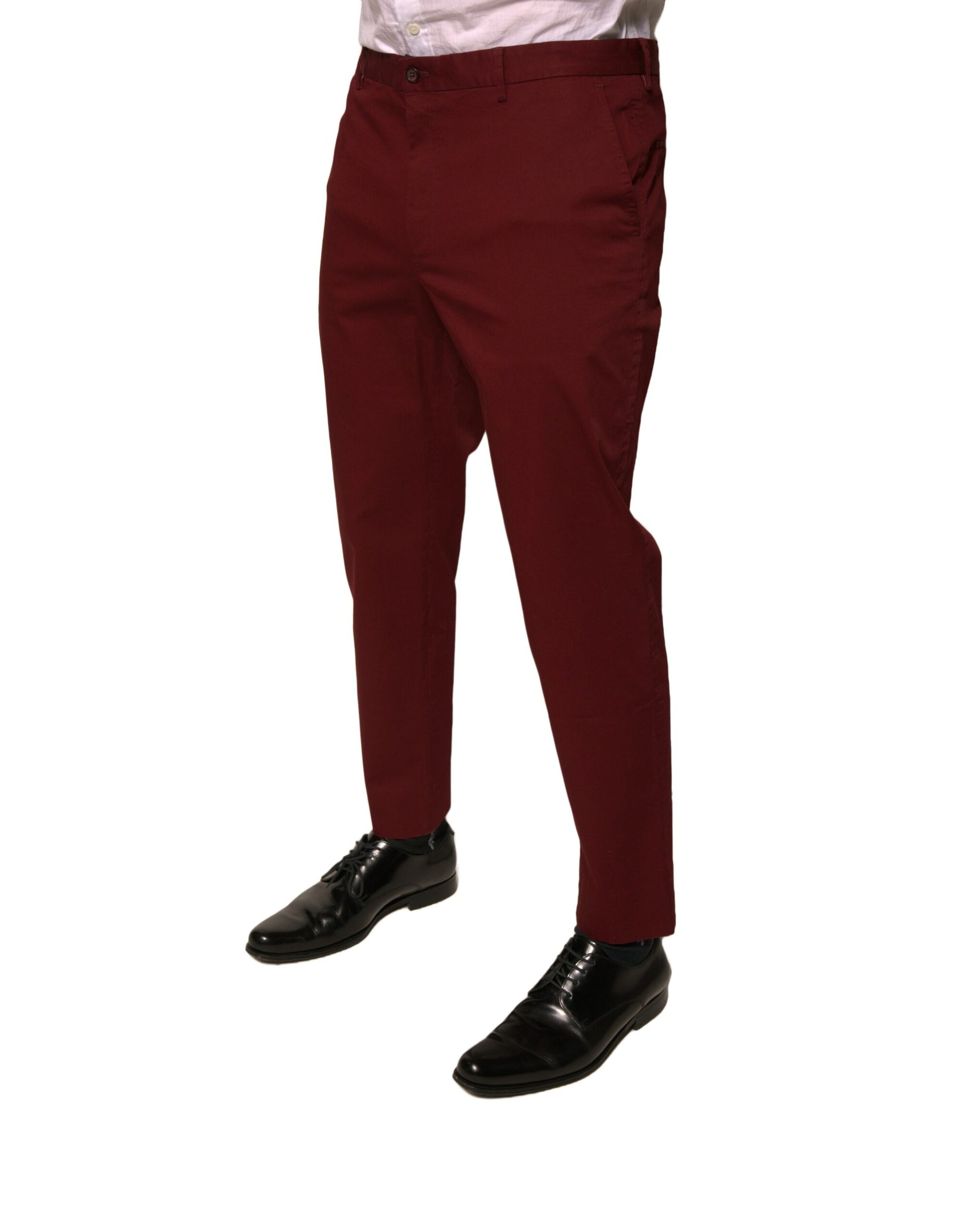 Dolce & Gabbana Maroon Cotton Men's Skinny Dress Pants