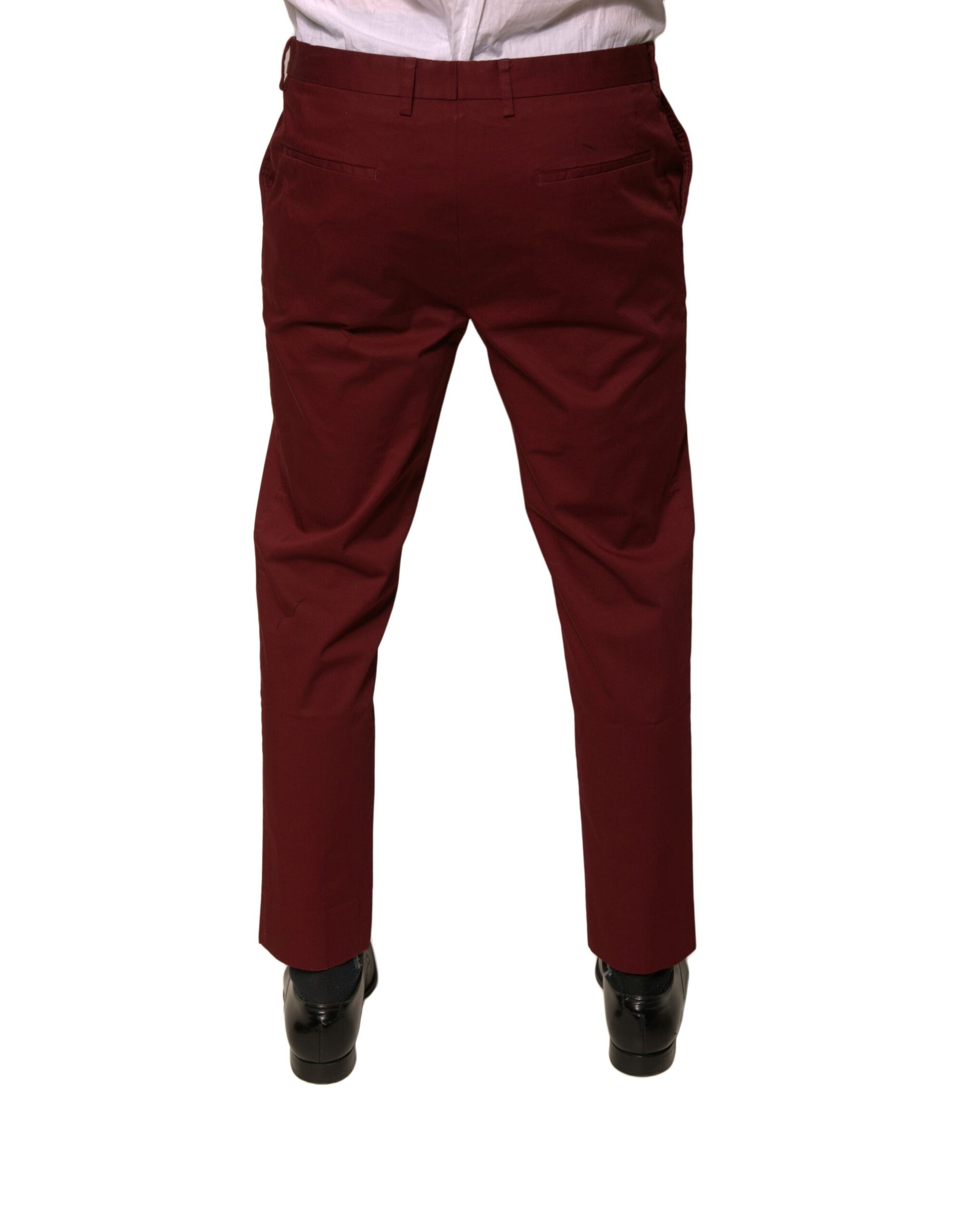 Dolce & Gabbana Maroon Cotton Men's Skinny Dress Pants